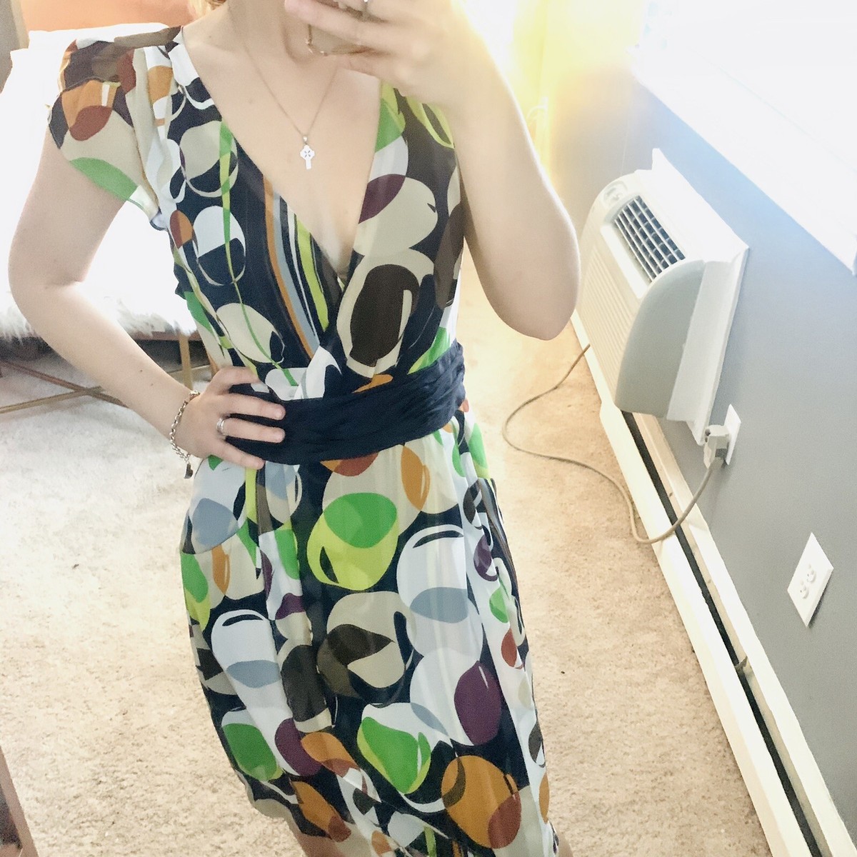 anthropologie moulinette soeurs Deep V Chiffin Empire Waist Pocket Dress