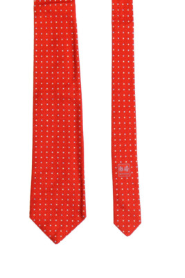 BATTISTONI silk tie strawberry Geo-Muster