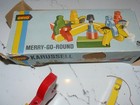 Rare Vtg Brio Merry Go Round Karussell Carousel Wooden Horse Riders Cowboy  READ — photo 3