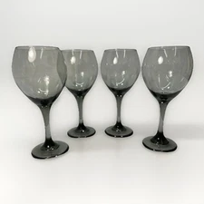 Vintage Gray Greenbrier Glassware Gray Wine Water Goblets Set of 4