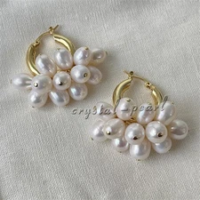 Beautiful 14k Yellow Gold Natural AAA White South Sea Pearl Earrings