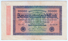 1923 Germany 20000 Mark 445679 Reichsbanknote Paper Money Banknotes