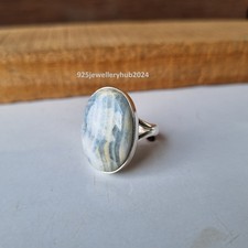 Precioso anillo de piedras preciosas de scheelita azul plata de ley 925 promesa anillo de regalo PG6370