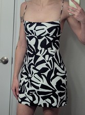 Zara Women's Strappy Black And White Mini Dress Size Small