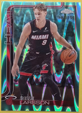 2025-26 Topps Chrome Pelle Larsson #189 Aqua Raywave Miami Heat SN# 182/199