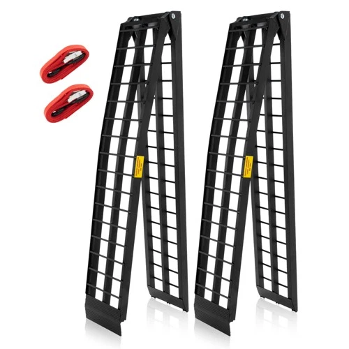 2pcs 10 ft Black Arched Aluminum Folding ATV Ramps - 120" Long x 11.6" Wide