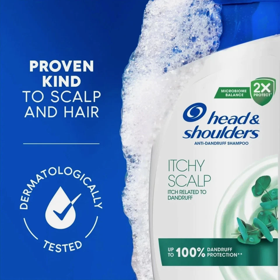 PACK de 6 champú anticaspa cabeza y hombros cuidado del cuero cabelludo con picazón 400 ml eucalipto Foto 2 de 4