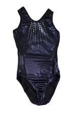 Alpha Factor Girls 7-10 Dance Leotard Diamond Metallic Gymnastic Bodysuit Purple