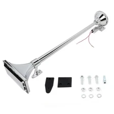 Chrome 28" Rectangle Trumpet Air Horn For Train Semi Truck Boat RV 150db Loud