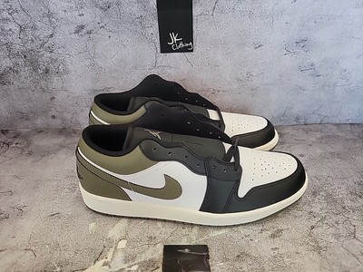 *NEW* Men Air Jordan 1 Low Medium Olive / Black   (553558 092), Size 12 