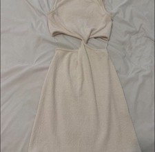 Bershka Beige Terry Midi Dress Sleeveless Cut Out Pullover Size S