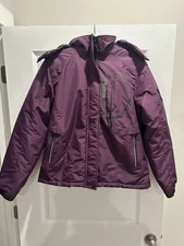 Suokeni Women’s Waterproof Winter Jacket Purple Hooded Fleece Lined Size Medium