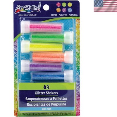 Vibrant Neon Glitter Shaker Set - 6 Ultra-Fine Colors for Crafting Brilliance
