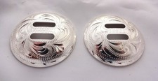 Oakdale Slotted Conchos Silver Plate Hansen Western Gear Horse Tack Saddles Slot