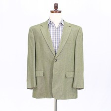 Jos. A. Bank 43R Green Sport Coat Blazer Jacket Solid 2-Button Silk Blend