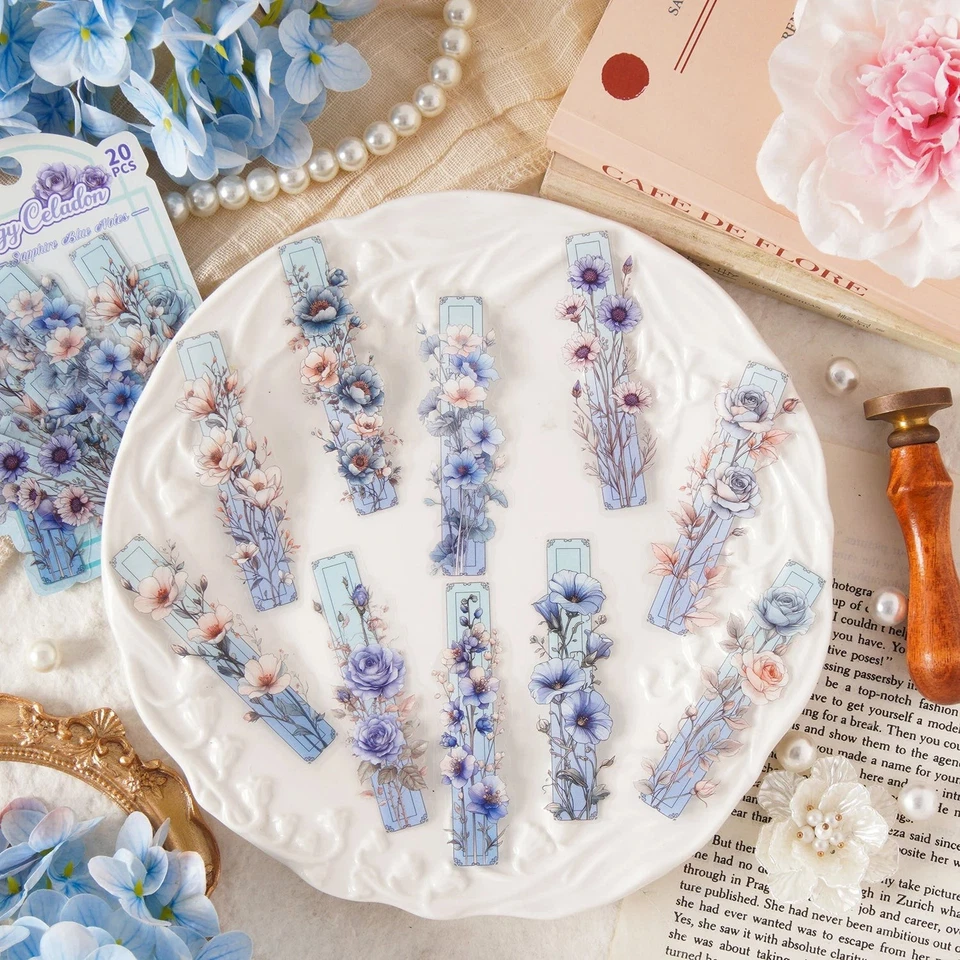 Pegatinas vintage de tiras de flores para álbumes de recortes (paquete de 20 piezas) Foto 3 de 4