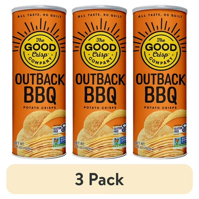 (3 pack) The Good Crisp Company Gluten Free Outback BBQ Snack Chips in Paperboar