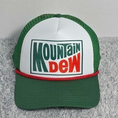 Mountain Dew Retro Logo Rope Foam Trucker Mesh Snapback Cap Hat Green White NWT