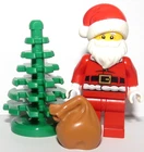 Lego Santa Claus Minifigure With Sack & Xmas Tree Father Christmas