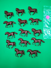 Vintage Lot Of 14 Plastic Playset Figures Brown Working Running Horses