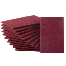 10 PCS 6x9 Maroon Scuff Pads, 320 Grit, Red, Aluminum Oxide, Paint Prep, Sanding