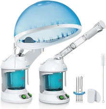DENFANY Hair Steamer, 2 in 1 and Face Steamer for Natural Light Blue 