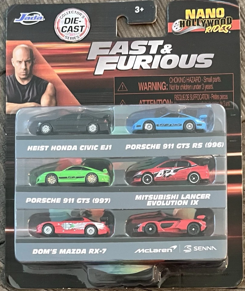 Jada Nano Hollywood Rides Fast & Furious Two 6 Pack Jetta, RX7, EJ1, EVO IX, 911 - Image 4 of 4