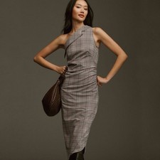 NWT Anthropologie Maeve One-Shoulder Asymmetrical Slim Midi Dress Size 6