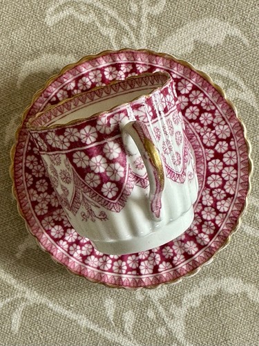 Copeland Victorian Primrose Pink Demitasse Cup & Saucer & Spode Teacup & Saucer - Picture 19 of 24
