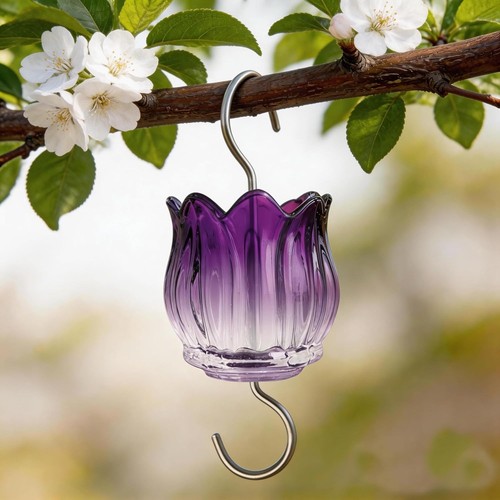 Fossato formiche in vetro per mangiatoia colibrì - 3 OZ sfumato viola tulipano insetti gua... - Foto 3 di 8