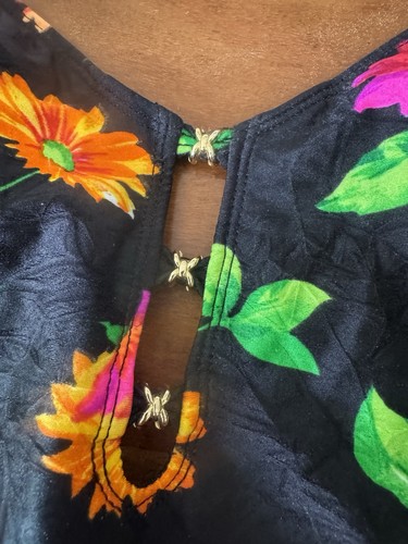 Costume da bagno vintage La Blanca floreale luminoso pezzo unico taglio alto profondo V taglia 8 mai indossato - Foto 2 di 8