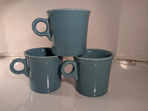 Set Of 3 Fiestaware Fiesta Turquoise Coffee Mug O RING Handle Homer Laughlin USA