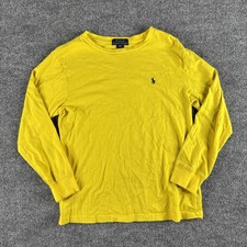 Polo Ralph Lauren Boys Size Medium 10-12 Yellow Crew Neck Long Sleeve T Shirt
