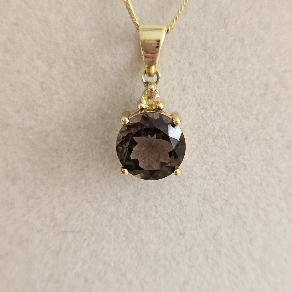 Juego de cuarzo ahumado con acento citrino oro sobre plata 925 Foto 4 de 4