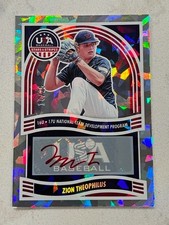 ZION THEOPHILUS 2024 USA Baseball Stars & Stripes CRACKED ICE Auto #'d 14/25