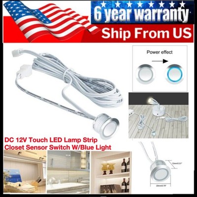 Mini DC 12V Touch Dimmable LED Lamp Strip Closet Sensor Switch With Blue Light