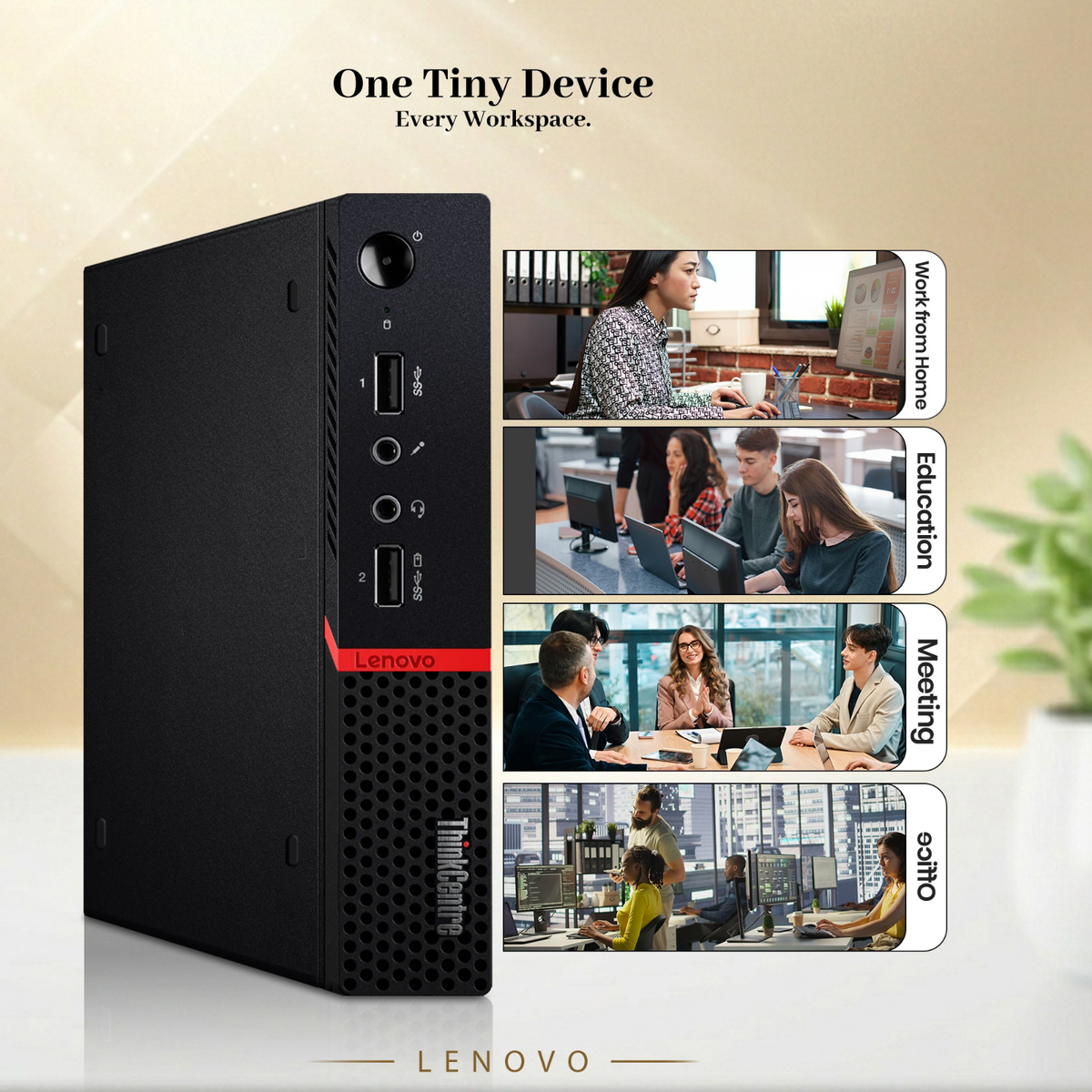 Lenovo M715 Mini PC AMD Ryzen 5 Pro 2400GE 8GB RAM 256GB SSD WiFi