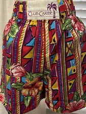 Vintage 1980 s Novelty Print Cotton High Waist Shorts S Hawaiian Jams Like Retro