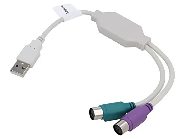 Adaptateur AD-0025-W PS/2 femelle x2, connecteur USB A nickelé blanc LANBERG - Photo 1/1