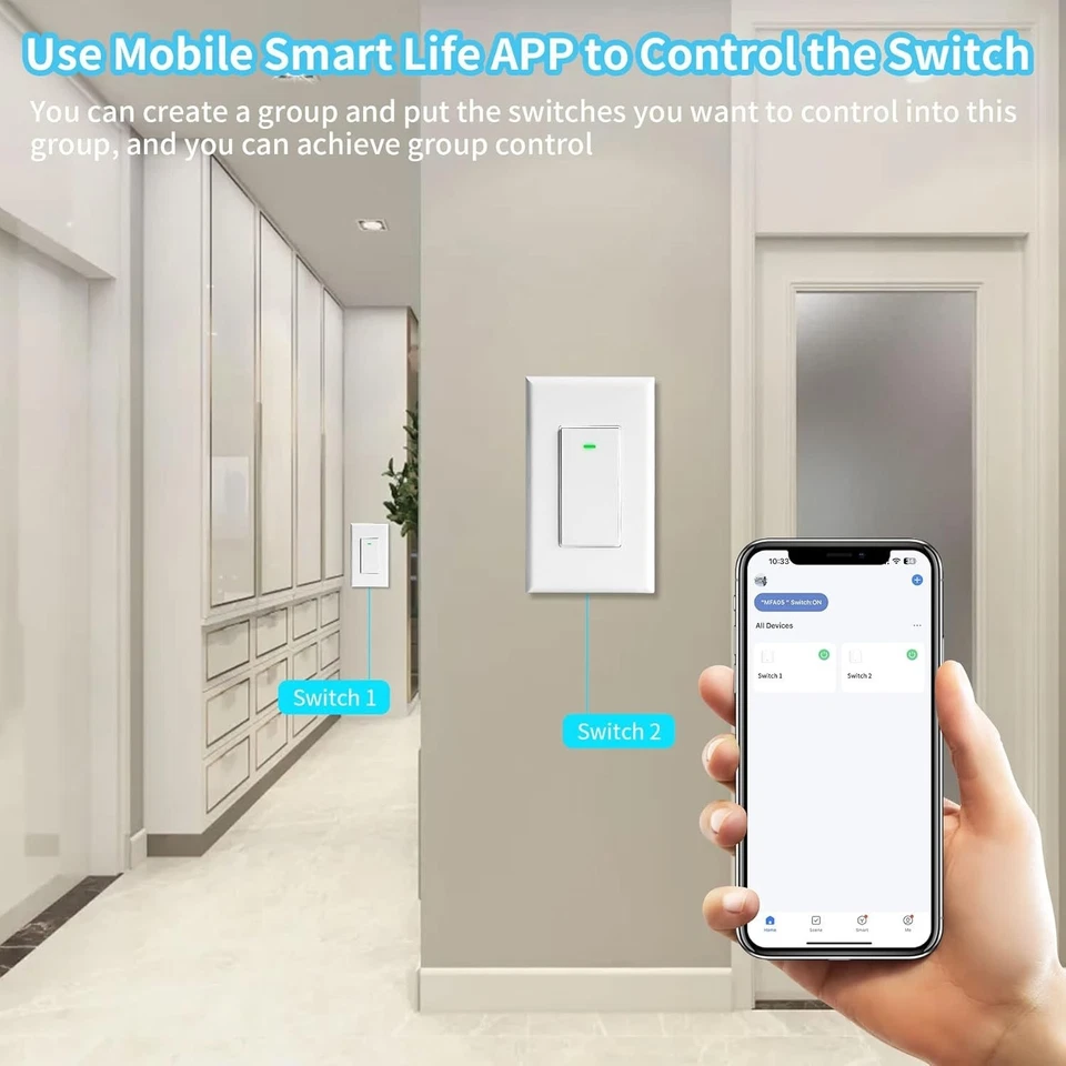 Interruptor de Luz Wi-Fi Inteligente USADO Trabajo Alexa Google Hogar Smart Life App Foto 3 de 4