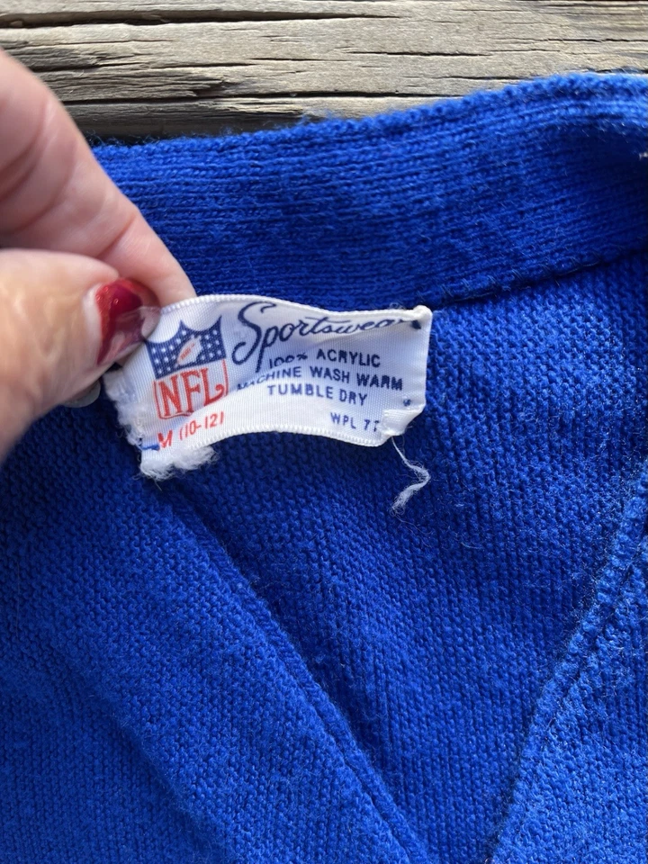 Cárdigan/suéter de hombre viejo vintage años 70 NFL ropa deportiva Dallas Cowboys niños 10/12 Foto 3 de 3
