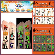 Glow in the Dark Halloween Temporary Tattoos for Kids Party Favors Goodie Bag