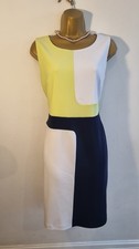 Smart Joseph Ribkoff Navy Colour Block Shift Dress With Stretch Size 14