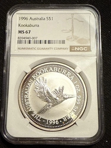 1996 $1 Australia 1 Oz Silver Proof Kookaburra Coin NGC MS67