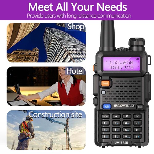 1/2PCS UV-5R III Tri-band Walkie Talkie Long Range Two Way Ham Radios FM - Picture 8 of 20