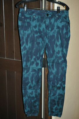 Express Blue and Green Print Jeans- 6