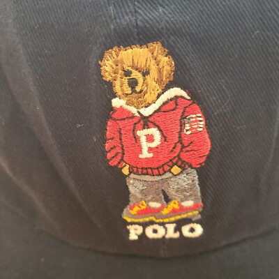 POLO RALPH LAUREN MEN'S NAVY BLUE RARE VARSITY POLO BEAR 🐻 CAP