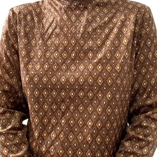 Vintage 1970s Womens Orange Velvet Le Gala Disco Retro MidMod Long Sleeve Blouse - Picture 5 of 10