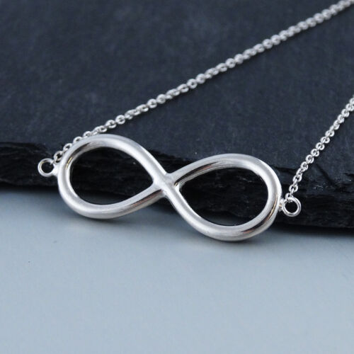 8" Infinity Sign Bracelet - 925 Sterling Silver Lobster Claw Love Gift - Picture 3 of 5