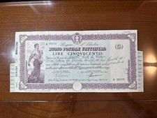 BUONO POSTALE FRUTTIFERO LIRE 500 TORINO marzo 1937 MONCALIERI